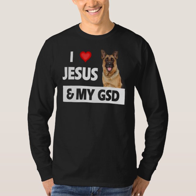 Camiseta Eu Amo Jesus E Minha Mãe Pai Pet Parceiro Alemão (Frente)