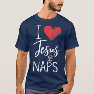 Camiseta Eu Amo Jesus E Naps Coração Bonito Cristão