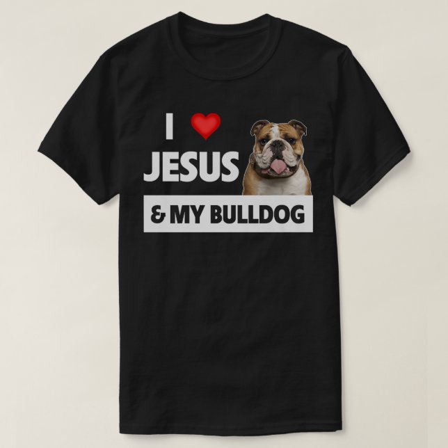 Camiseta Eu amo Jesus e o meu cão-grande mãe Pai Pet Parent (Frente do Design)