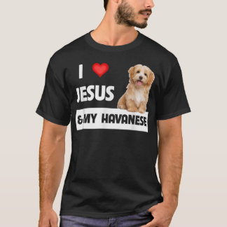 Camiseta Eu amo Jesus e o meu cão parente Pai mãe