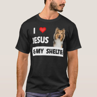 Camiseta Eu amo Jesus e o meu cão-prateleira mãe Pai Shetla