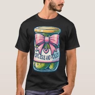 Camiseta Eu Amo Jesus E Picles Com Arco Coquete Fofo Ae