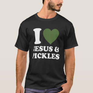 Camiseta Eu Amo Jesus E Picles De Pepino Dizendo Picles