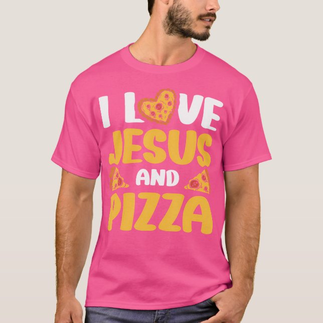 Camiseta Eu Amo Jesus E Pizza (Frente)