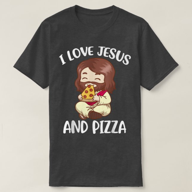 Camiseta Eu Amo Jesus E Pizza (Frente do Design)