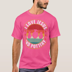 Camiseta Eu amo Jesus e Pottery Engraçado Vintage Kiln Clay