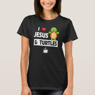 Camiseta Eu amo Jesus e tartarugas Igreja Cristã Tortoise