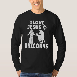 Camiseta Eu Amo Jesus E Unicórnios Magnéticos