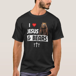 Camiseta Eu amo Jesus e ursos cristãos acampando a vida sel