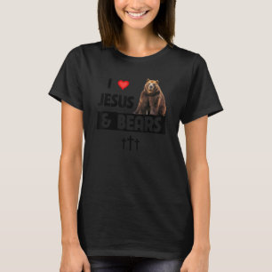 Camiseta Eu amo Jesus e ursos cristãos acampando a vida sel