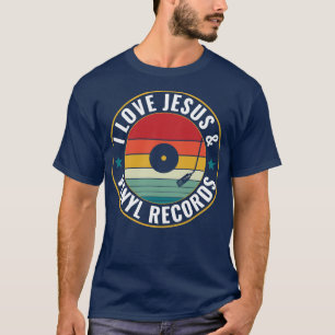 Camiseta Eu amo Jesus e Vinyl Records Engraçado Vinyl Lover