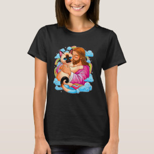 Camiseta Eu Amo Jesus & Gato Siames Fun Divertido Cristão C