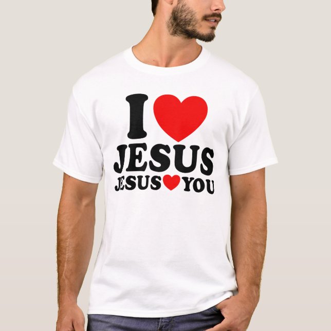 Camiseta Eu Amo Jesus Jesus Te Ama Fé Cristã Jesus (Frente)