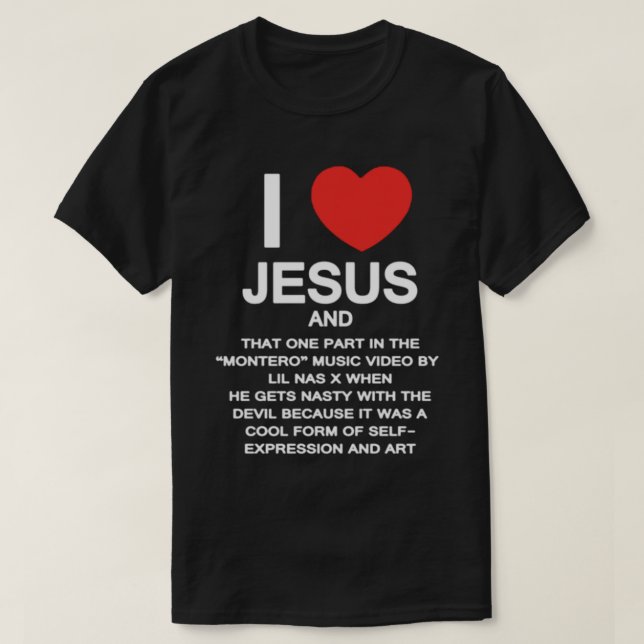CAMISETA EU AMO JESUS - LIL NAS X MONTERO (Frente do Design)