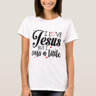 Camiseta Eu Amo Jesus Mas Eu Cusco Uma Pequena Mulher Engra