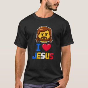 Camiseta Eu Amo Jesus Mestre Construtor Construindo Tijolos