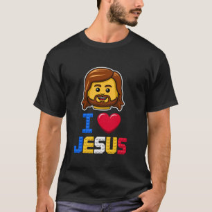 Camiseta Eu Amo Jesus Mestre Construtor Construindo Tijolos