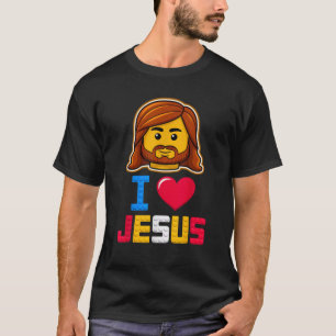 Camiseta Eu Amo Jesus Mestre Construtor Construindo Tijolos