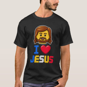 Camiseta Eu Amo Jesus Mestre Construtor Construindo Tijolos