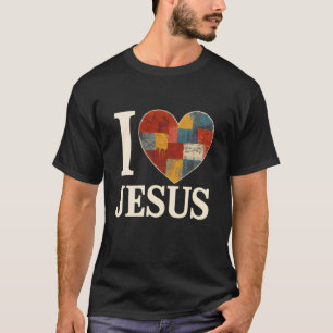 Camiseta Eu Amo Jesus Remendo Grafite Coração Arte Cristã