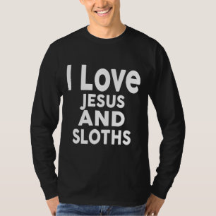 Camiseta Eu Amo Jesus Sloths Engraçado Sloth