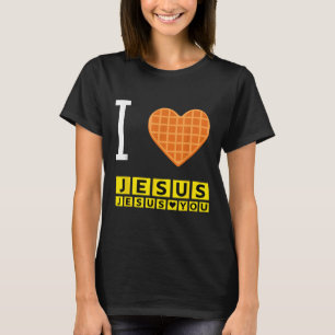 Camiseta Eu Amo Jesus Waffle Heart Engraçado Christian Brea
