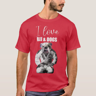 Camiseta Eu Amo Jiu Jitsu BJJ E Cães Brasileiros