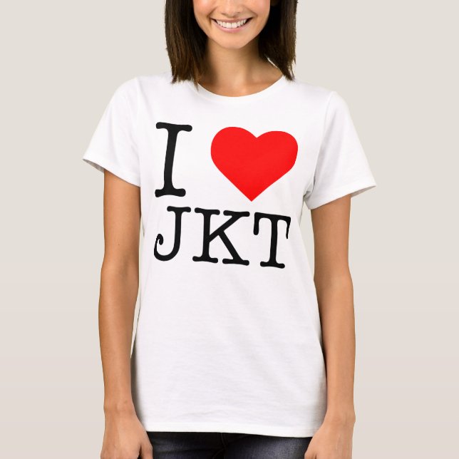 CAMISETA EU AMO JKT, EU COSTUMO JKT JAKARTA INDONESIA T-SHI (Frente)