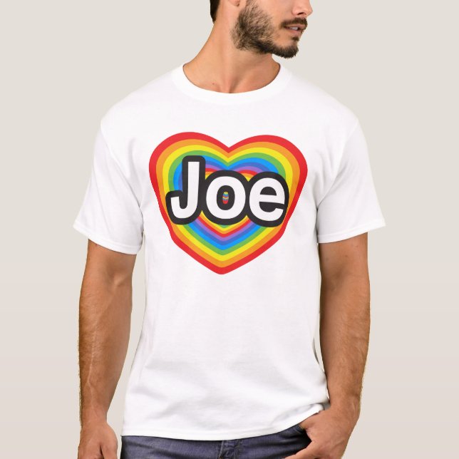 Camiseta Eu amo Joe. Eu te amo Joe. Coração (Frente)