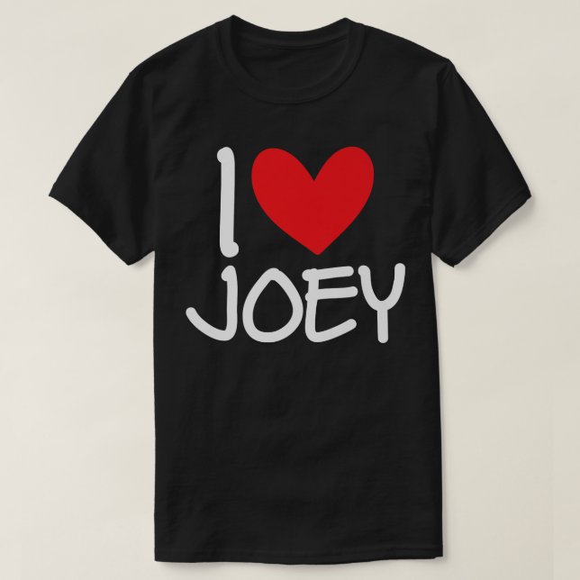 Camiseta Eu Amo Joey Heart Name Personalised Men Cara BFF F (Frente do Design)