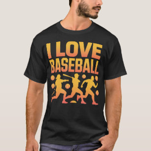 Camiseta Eu Amo Jogadores Entusiastas de Beisebol