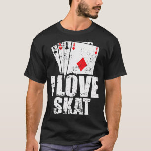 Camiseta Eu Amo Jogo de Cartas Skat Encantador