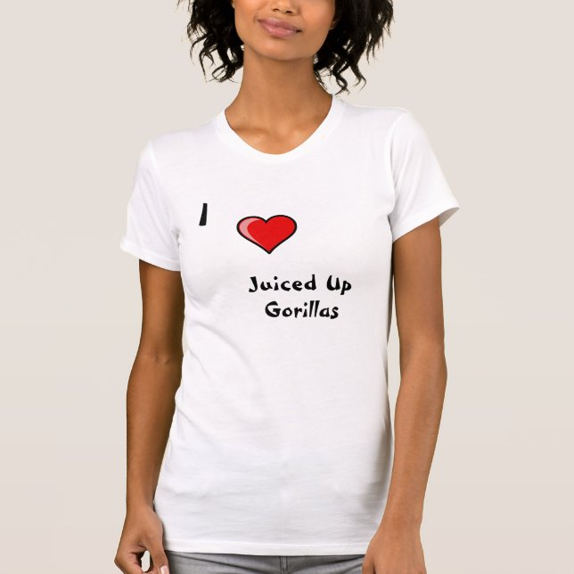 Camiseta Eu amo juiced acima dos gorila (Frente)
