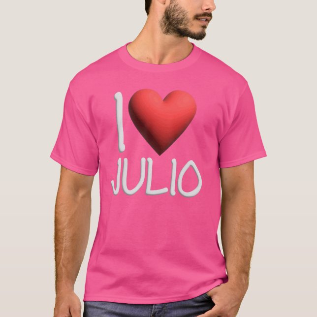 Camiseta Eu Amo Julio Name Personalizado Men Cara Amigo BFF (Frente)