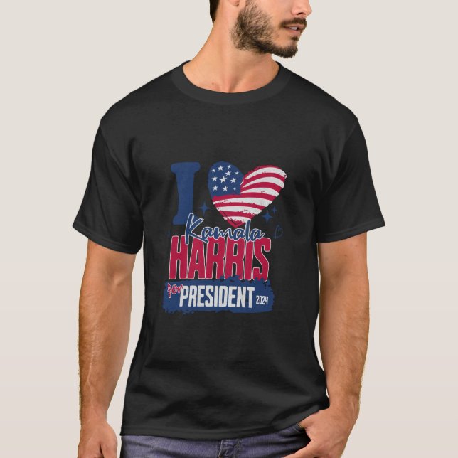 Camiseta Eu Amo Kamala Harris 2024 Para O Presidente EUA Fl (Frente)