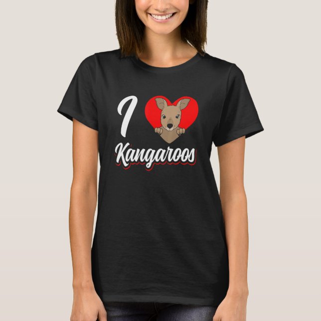 Camiseta Eu Amo Kangaroos Animal Kangaroo Austrália (Frente)