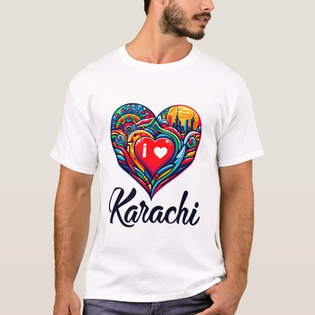 Camiseta Eu amo Karachi (Frente)