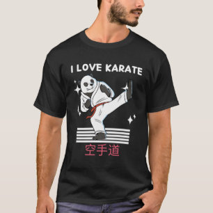 Camiseta Eu Amo Karate Kawaii Panda Karate Japonês