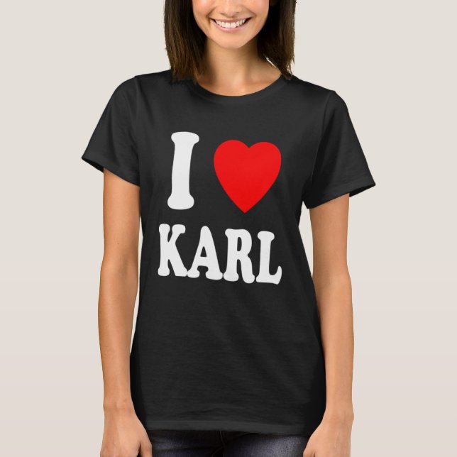Camiseta Eu Amo Karl Cute Correspondente Casal Esposa (Frente)