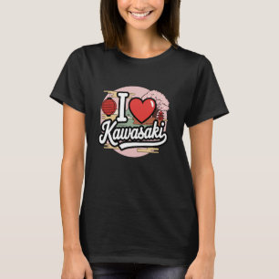 Camiseta Eu Amo Kawasaki Japão Sakura Flor de Cerejeira Jap