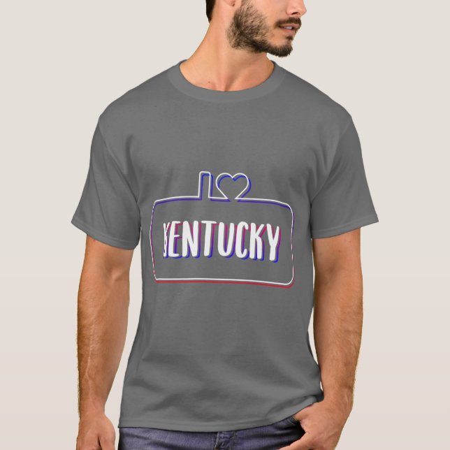 Camiseta Eu Amo Kentucky Texto Colorido (Frente)