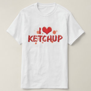 Camiseta Eu Amo Ketchup Coração - Amante de Catsup
