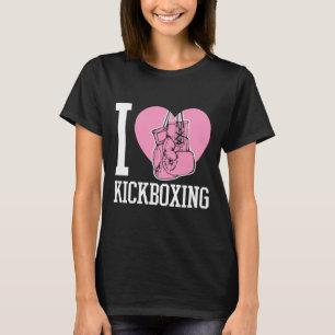 Camiseta Eu Amo Kickboxing Coração Divertido Fofo Boxe Arte