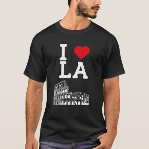 Camiseta Eu amo LA Flag Heart Colosseum Los Angeles America