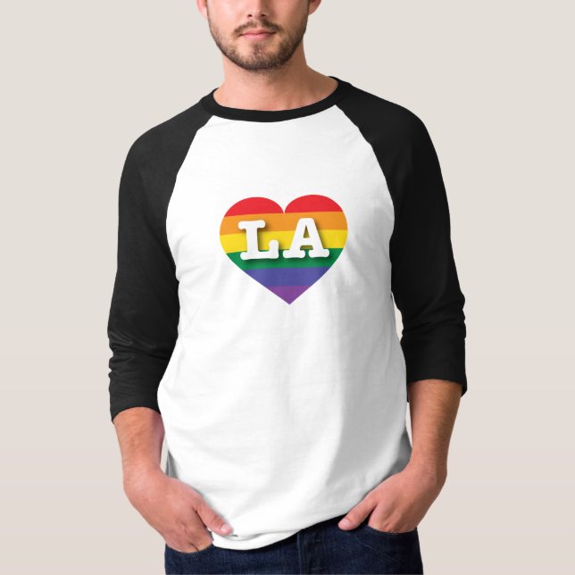 Camiseta Eu amo LA Rainbow Heart (Frente)