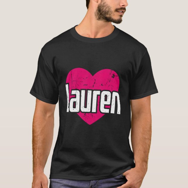Camiseta Eu Amo Lauren Cute Primeiro Nome I Heart Lauren (Frente)