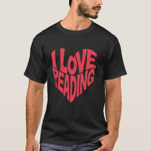 Camiseta Eu Amo Leitura Coração Design Amante de Livros