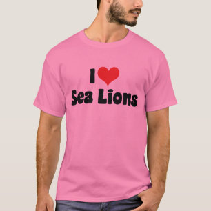 Camiseta Eu Amo Leões-Marinhos do Coração