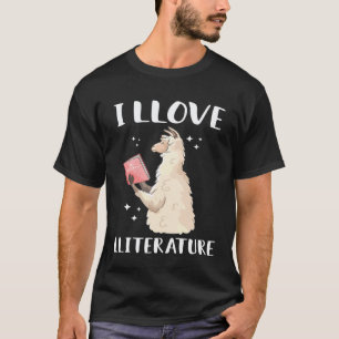 Camiseta Eu Amo Ler Lhama Bonito Engraçadinho Com Um Livro