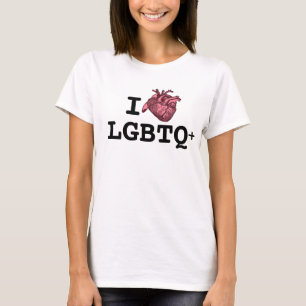 Camiseta Eu Amo LGBTQ+ coração anatomicamente correto